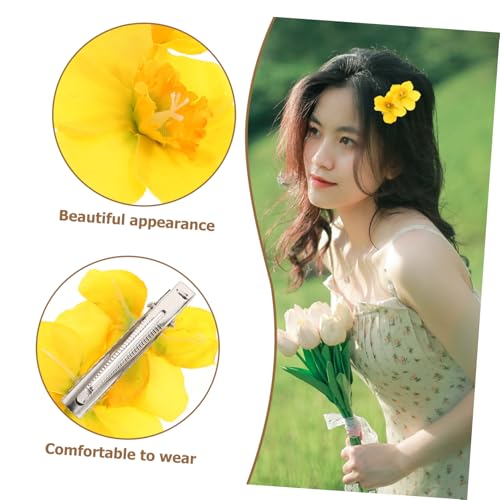 Warmhm Floral Haarklammer Daffodil Haarclip Seitensträhne Haarschmuck Frauen Chinesische Traditionelle Hanfu Kopfbedeckung Gepflegte Frisur Unordentliche Bangs Bändigen Stabiler Halt von Warmhm