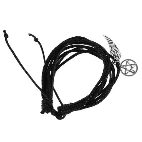 Warmhm Mehrlagiges Herrenarmband mit und Flügel Anhänger Verstellbar Geflochtenes Handgelenkarmband Modisches Accessoire für Männer Warmhm Mehrlagiges Herrenarmband mit und Flügel Anhänger Verstellbar Geflochtenes Handgelenkarmband Modisches Accessoire für Männer von Warmhm