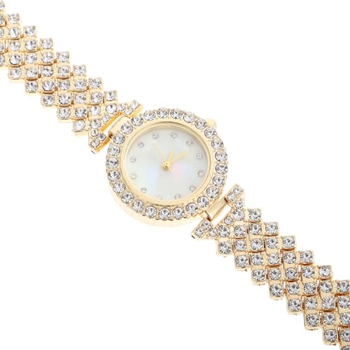 Warmhm Zarte Damen Uhr Mit Strass Goldene Strassuhr Für Frauen Handgelenk Uhr von Warmhm