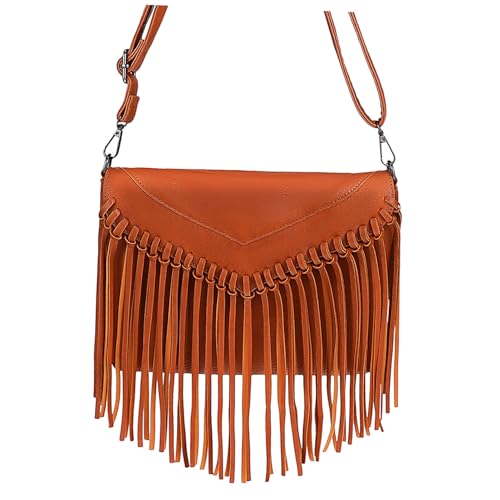 Warmhm Fringe Umhängetasche Damen Kleine Tasseltasche PU mit Modischem Design Vielseitig Einsetzbar als Schulter oder Crossbody Bag für Freizeit und Besondere Anlässe von Warmhm