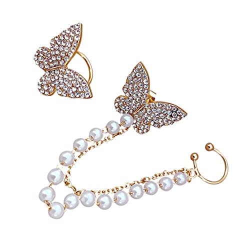 Warmhm Funkelnde Schmetterling Ohrstecker mit Strassbesatz Damen Ohrhänger Modisch Glitzernd für Frauen Mädchen Alltag und Party von Warmhm