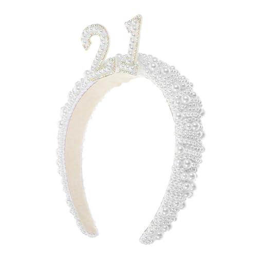Warmhm Geburtstags Haarband für Frauen mit Imitationsperlen Elegantes Kopfschmuck Accessoire für Partys Fotoshootings und Besondere Anlässe Einfach Anzulegen von Warmhm