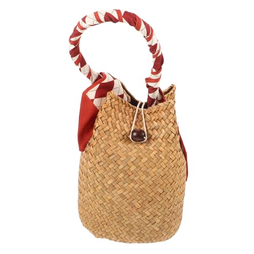 Warmhm Geflochtene Handtasche Damen Strandtasche mit Großem Fassungsvermögen Leichte Langlebige Sommertasche aus Robustem Bastmaterial Handgefertigt Umhängetasche für Urlaub und Alltag von Warmhm