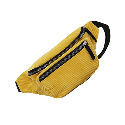 Warmhm Gelbe Tragbare Hüfttasche Brusttasche Aus Cord Kleine Umhängetasche Für Damen Und Mädchen Für Outdoor-aktivitäten Reisen Und Einkaufen von Warmhm