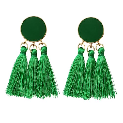 Warmhm Geometrische Damen Ohrringe mit Grünen Tasseln Leichte Baumelnde Ohrhänger im Boho Stil Modischer Ethno Schmuck Einzigartiges Retro Design für Alltag und Besondere Anlässe von Warmhm
