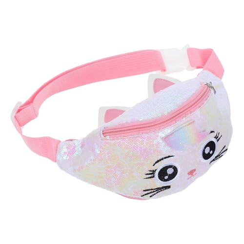 Warmhm Glitzernde Katzen Funkelnde Pailletten Bauchtasche für Mädchen Verstellbarer Gürtel für Schule und Spiel Style von Warmhm