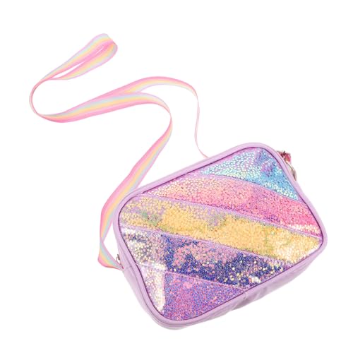 Warmhm Glitzertasche Cartoon Crossbody Bag mit Verstellbarem Schulterriemen Stern Regenbogenmuster Glitzernde Umhängetasche für Mädchen und Kleinkinder Modische Kleine Handtasche von Warmhm