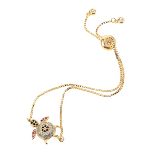 Warmhm Gold Verstellbares Damenarmband mit Schildkröten-anhänger Zirkonia Besetzte Meeresleben-kette Elegantes Strand-schmuckstück für Frauen und Mädchen von Warmhm