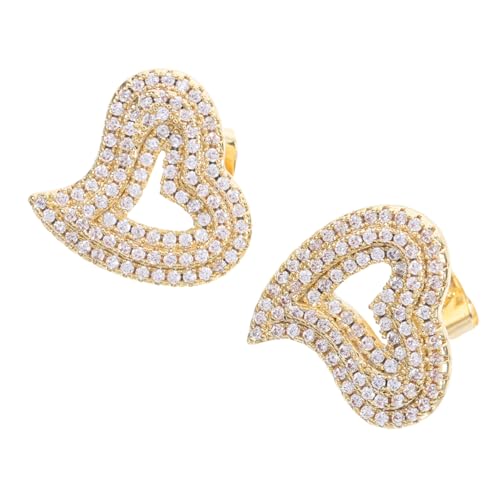 Warmhm Goldene Herz Ohrringe mit Zirkonia Filigranes Hohles Design Leichte Studs Modischer Ohrschmuck für Damen und Mädchen für Partys und Alltag von Warmhm