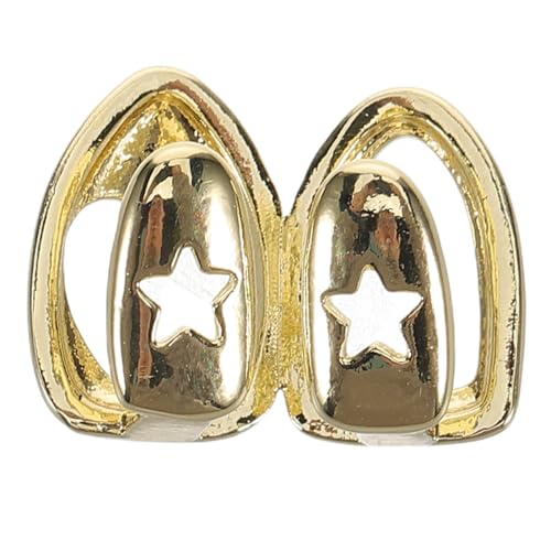 Warmhm Goldene Hip Hop Zahnschmuck Grills mit Herz Motiv Komfortabel Sitzend Glänzende Oberfläche für Damen und Herren Modisches Accessoire für Alltag und Partys von Warmhm