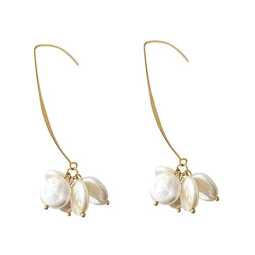 Warmhm Goldene U Förmige Ohrhänger mit Perlen Modischer Damenschmuck Auffällige Statement Ohrringe Vielseitig für Alltag Party und Besondere Anlässe Elegantes Design für Frauen von Warmhm