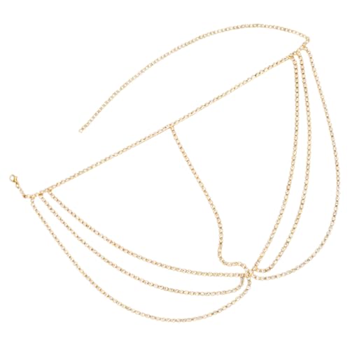 Warmhm Goldfarbenes Mehrlagiges Strass Stirnband Damen Kopfschmuck mit Filigraner Kettenoptik Leichtes Braut Haarschmuck und Schmuck für Hochzeit Party und Fotoshootings von Warmhm