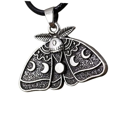Warmhm Gothic Halskette Legierung Mondphasen Mottenanhänger für Damen für Partys Clubs Hautfreundlich Langlebig von Warmhm