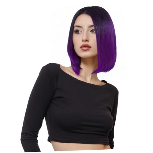 Warmhm Gradientfarbene Bob Perücke Für Damen Synthetische Hitzebeständige Haarpracht Farbverlauf Für Cosplay Partys Und Halloween Natürliches Aussehen Angenehm Zu Tragen Atmungsaktiv von Warmhm