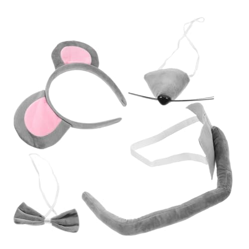 Warmhm Graues Cosplay Teilig mit Weichem Haarreif Filzschwanz Niedliche Tierohren für Halloween Party Geburtstagsfeier Kostüm Zubehör von Warmhm