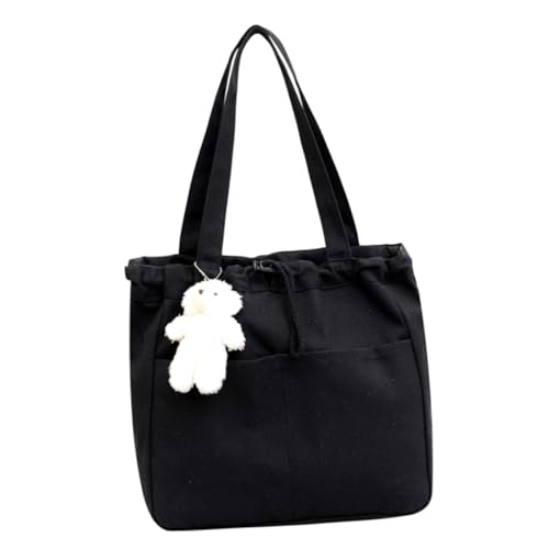 Warmhm Große Canvas Tasche Damen Lässige Umhängetasche mit Kordelzug Robuste Handtasche aus Hochwertigem Strapazierfähigem Segeltuch für Alltag Einkaufen Reisen und Freizeit von Warmhm