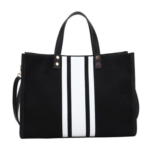 Warmhm Große Damen Schultertasche mit Verstellbarem Träger Langlebig und Robust Großer Stauraum Glatter Reißverschluss Modische Schwarze Tote Bag für Freizeit und Alltag von Warmhm
