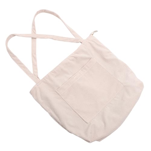 Warmhm Große Damen Tote Bag aus Cord Canvas Modische Schultertasche mit Wasserabweisendem Material Geräumige Handtasche für Shopping Reisen und Freizeit Vielseitig Tragbar in Beige von Warmhm