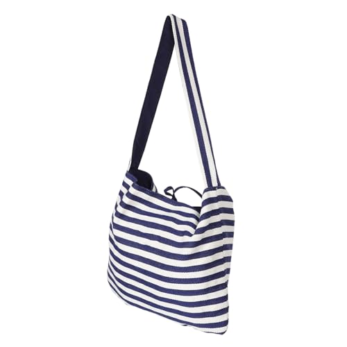 Warmhm Große Doppelseitige Gestreifte Schultertasche Reversible Canvas-tasche mit Robustem Material Geräumiger Markt Einkaufstasche für Damen Vielseitig für Arbeit Reisen und Alltag von Warmhm