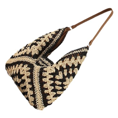 Warmhm Große Geflochtene Hobo Tasche Damen Leicht Robust mit Papierseil für Strand Urlaub Arbeit Alltag Modische Vielseitige Schultertasche mit Viel Stauraum von Warmhm