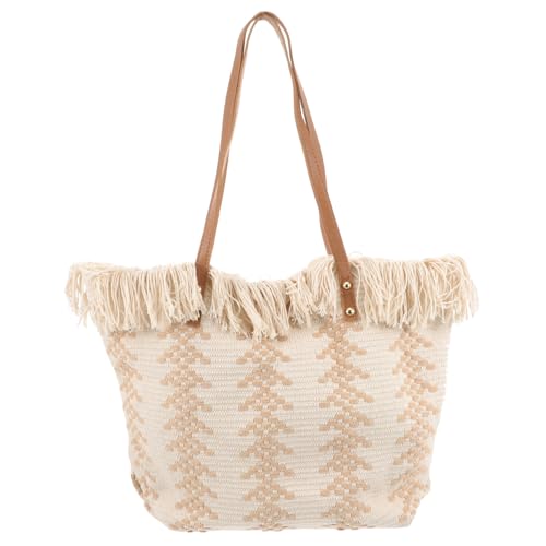 Warmhm Große Kapazität Tote Bag Damen mit Modischem Tassel Design Gewebte Schultertasche aus Hochwertigem Material Stilvoller Shopper für Alltag und Freizeit Leichte Umhängetasche in von Warmhm