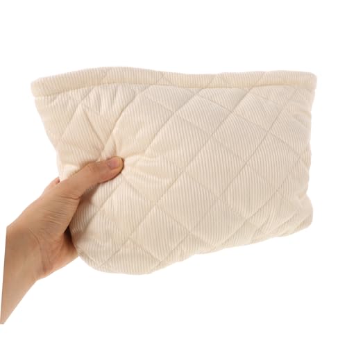 Warmhm Große Kosmetiktasche Cord Plüsch mit Weißem Gesteppte Make Up Tasche für Damen und Mädchen Geräumiger Kulturbeutel für Reisen und Alltag Strapazierfähiger Organizer mit von Warmhm
