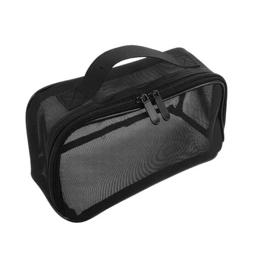 Warmhm Große Mesh Kosmetiktasche mit Reißverschluss und Tragegriff Transparente Kulturtasche für Reisen Großer Fassungsvermögen Make up Organizer Leichte Aufbewahrungstasche für Damen von Warmhm