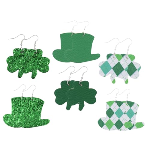 Warmhm Grüne Kleeblatt Lederohrringe Leicht Festlich für Damen Patricks Day Schmuck von Warmhm