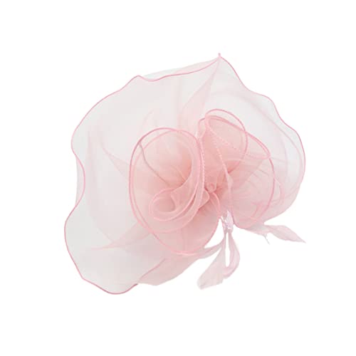 Warmhm Haarklammer und Haarreif aus Doppellagigem Organza mit Federschleife Party Kopfschmuck für Damen und Mädchen Schonend Vielseitig für Tanz Konzert und Festliche Anlässe Rosa von Warmhm