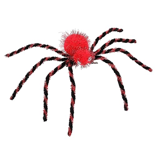 Warmhm Halloween Großer Roter Plüsch Spinnen Haarclip Gruseliges Party Accessoire Karneval Haarschmuck Dekorative Haarspange für Frauen von Warmhm