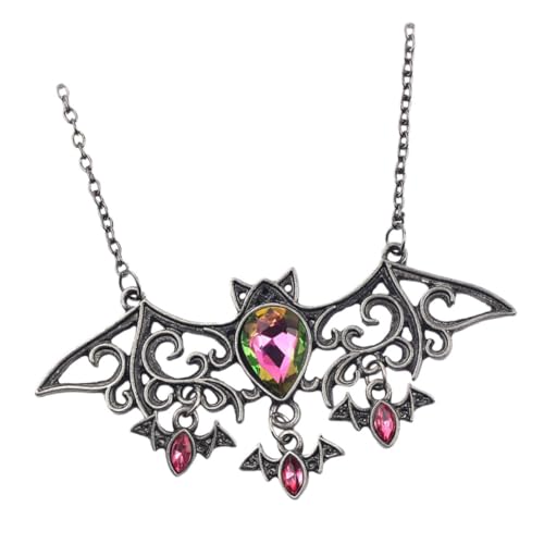 Warmhm Halloween Halskette Damen Retro Fledermaus Anhänger Vintage Schmuckset Gruselige Dekoration für Halloween Party und Festival von Warmhm