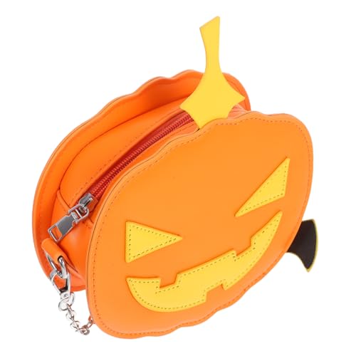 Warmhm Halloween Kürbis Umhängetasche PU Material mit Kette Leicht und Geräumig Verstellbare Schultertasche für Frauen und Mädchen Vielseitige Partyhandtasche für Halloween und Alltag von Warmhm