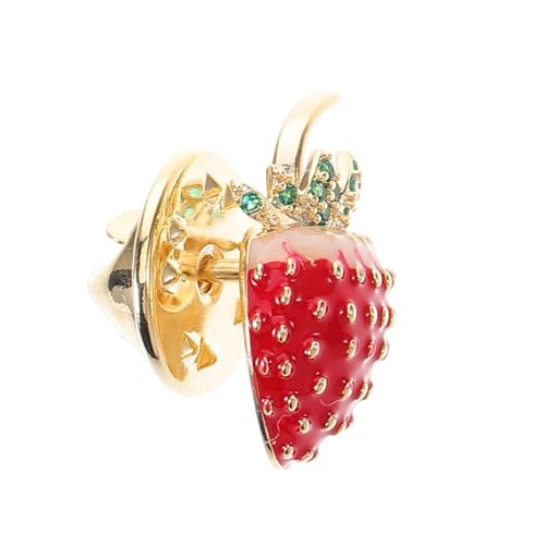 Warmhm Handbemalte Erdbeer Brosche mit Strasssteinen Niedliche Obst Schmuck Brosche Vielseitige Anstecknadel für Hut Tasche Kleidung Dekorativer Lapel Pin für Frauen und Mädchen von Warmhm