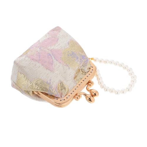 Warmhm Handgefertigte Geldbörse Damen mit Eleganter Perlenverzierung Chinesisches Seidenstoff etui Traditionell Geeignet für Hochzeit Reisen und Alltag von Warmhm