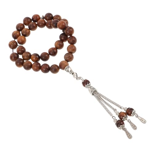 Warmhm Holzperlenarmband Dekorativ Handgefertigt Mit Echten Lederanhängern Für Männer Und Frauen Als Meditationsperlen Und Islamisches Rosenkranz Zubehör Für Ramadan von Warmhm