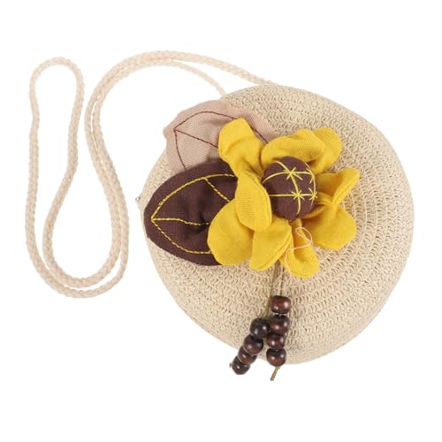 Warmhm Handgefertigte Mädchen Crossbody Tasche Mini Umhängetasche mit Handgewebtem Stroh Leichte Umhängetasche für Alltag und Freizeit Süße Prinzessin Tasche für Kleine Mädchen von Warmhm