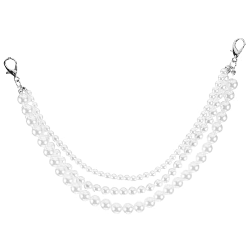 Warmhm Handgefertigte Perlen Schuhkette Dreischichtig Geflochten Langlebige Boot Chain Eleganter Schuhschmuck für Damen Stilvolle Schuhkette mit Glänzenden Weißen Perlen von Warmhm