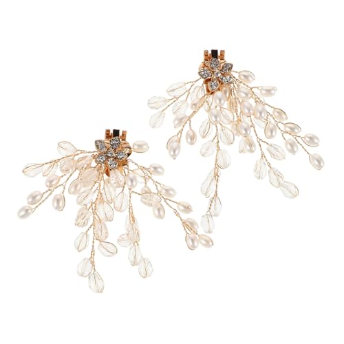 Warmhm Handgefertigte Schuhclips mit Strass und Perlen Abnehmbare Leichte Schuhschmuck Dekorationen für Damen Brautschuh Accessoires Goldfarben Vielseitig für Party und Hochzeit von Warmhm