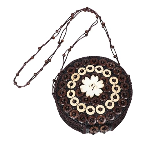 Warmhm Handgewebte Boho Schultertasche aus Kokosnussschale Gehäkelte Crossbody Geldbörse mit Ethno-design Handgefertigte Umhängetasche für Damen für Alltag Shopping und Reisen von Warmhm