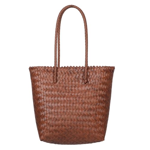 Warmhm Handgewebte Schultertasche aus Imitations Rattan Boho Strohtasche mit Langem Tragegurt Vintage Korbtasche für Damen Vielseitige Einkaufstasche für Strand Reisen und Alltag von Warmhm