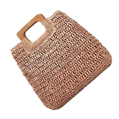 Warmhm Handgewebte Tasche Für Mädchen Strandtasche Aus Stroh Sommer Handtasche Praktische Trage Tasche Für Strand Party Shopping Wandern Camping von Warmhm