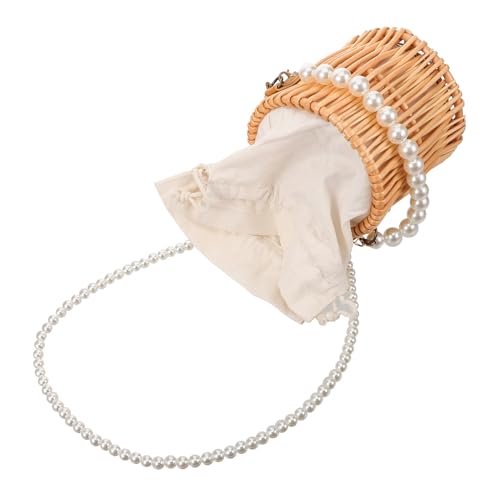 Warmhm Handtasche Damen mit Perlenkette Woven Umhängetasche für Sommer Strand Shopping und Freizeit Praktische Schultertasche für Kleine Essentials Einfach und Warmhm Handtasche Damen mit Perlenkette Woven Umhängetasche für Sommer Strand Shopping und Freizeit Praktische Schultertasche für Kleine Essentials Einfach und von Warmhm