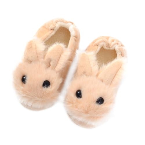 Warmhm Hausschuhe Warm Gefüttert Rutschfest Kuschelige Plüsch Hasen Pantoffeln Innenlänge Beige Niedliche Winter Hausschuhe für Jungen und Mädchen von Warmhm