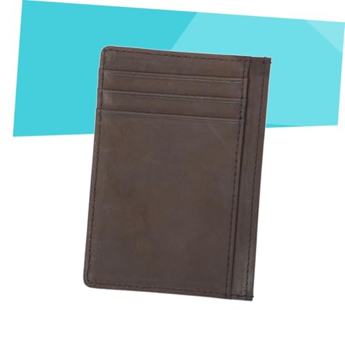 Warmhm Herren Vintage Geldbörse aus Echtem Rindsleder mit Münzfach Kompaktes Kreditkartenetui Schlanker Kartenhalter für Männer Modisches Portemonnaie in Kaffee für Alltag und Reisen von Warmhm