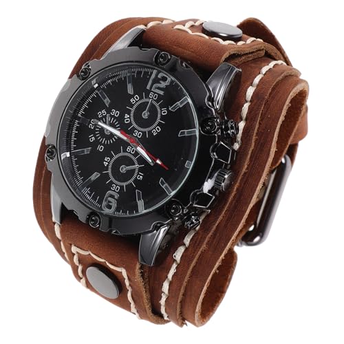 Warmhm Herrenarmbanduhr Mit Rindslederarmband Verstellbare Herren-freizeituhr Im Retro-stil Geringes Gewicht Und Schlichtes Farbdesign Für Modernen Look von Warmhm