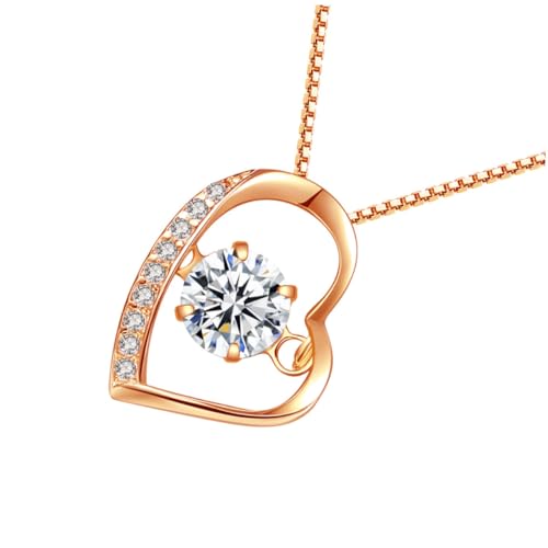 Warmhm Herzförmige Halskette Damen Roségold Silber Herz Anhänger Modisch Vielseitig Schmuck für Frauen Alltag Party Warmhm Herzförmige Halskette Damen Roségold Silber Herz Anhänger Modisch Vielseitig Schmuck für Frauen Alltag Party von Warmhm