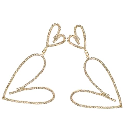 Warmhm Herzförmige Ohrhänger Damen Goldene Ohrringe mit Strassbesatz Leicht und Elegant für Party Alltag für Frauen und Mädchen von Warmhm