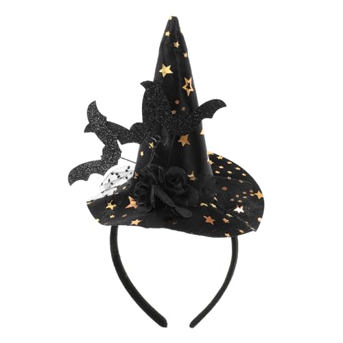 Warmhm Elegantes Hexenhut Stirnband Spitze Schwarzes Kostümzubehör für Damen Vintage Hexenkostüm Accessoire für Halloween Partys und Events von Warmhm