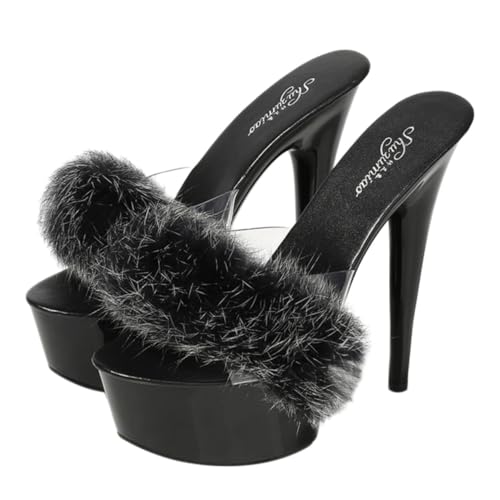 Warmhm High Heels Sandalen Damen Leicht und Modisch mit Weichem Schwarz als für Auftritte von Warmhm