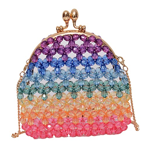 Warmhm Hohlperlen Handtasche Damen Perlen Umhängetasche Bunte Handgefertigte Beuteltasche für Alltag und Party von Warmhm